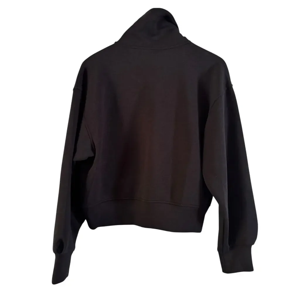 Old Navy Active Black Bounce Fleece 1/4 Zip Cropped Pullover Sweatshirt Size XS - Picture 3 of 7